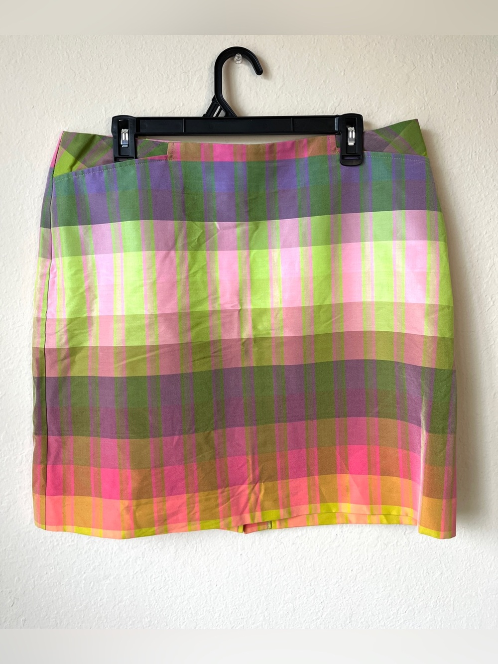 Trina Turk Neon Plaid Mini Skirt in Pink, Green & Yellow